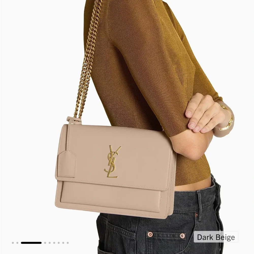 Saint Laurent Sunset Medium Croc Embossed Bag - Picture 2 of 15